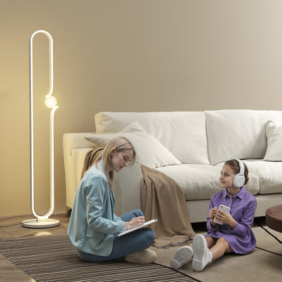 White Dimmable LED Floor Lamp with Glass Night Light and Foot Switch by HOMCOM