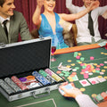 500 Piece Poker Set with Mat Cards Chips Dice and Dealer Ideal for Game Nights Black AOSOM