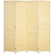 4 Panel Folding Room Divider Screen Creates Privacy In Bedroom Or Office, Natural