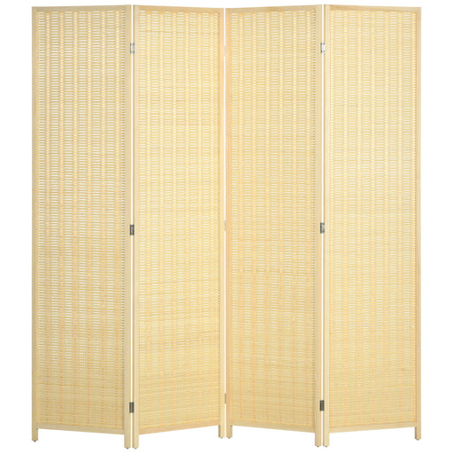 4 Panel Folding Room Divider Screen Creates Privacy In Bedroom Or Office, Natural
