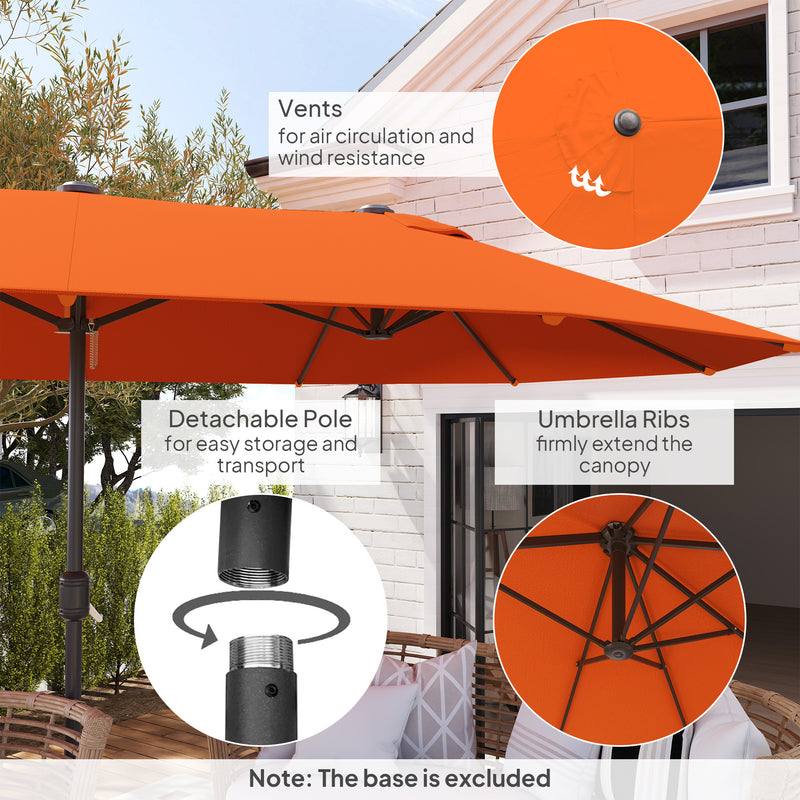 Orange 4.6m Double Sided Garden Parasol UV Protection Outdoor Shade by Outsunny