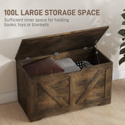 100L Storage Trunk with Safety Hinges Ideal for Home Organisation Rustic Brown 80x40x45 cm