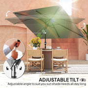 Light Grey 3x2m Rectangular Garden Parasol with Aluminium Tilt and Crank by Outsunny