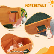 Wooden Insulated Outdoor Cat House with Removable Floor and Open Roof for All Seasons, Orange