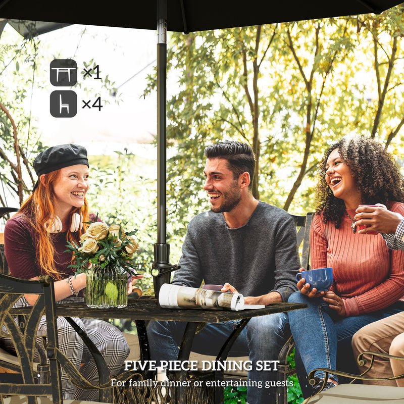 Five Piece Cast Aluminium Garden Dining Set Bronze Tone by Outsunny