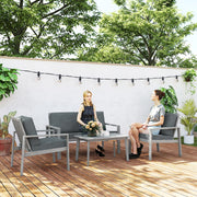 4 Piece Wooden Garden Furniture Set with Cushions Light Grey Outdoor Comfort by Outsunny
