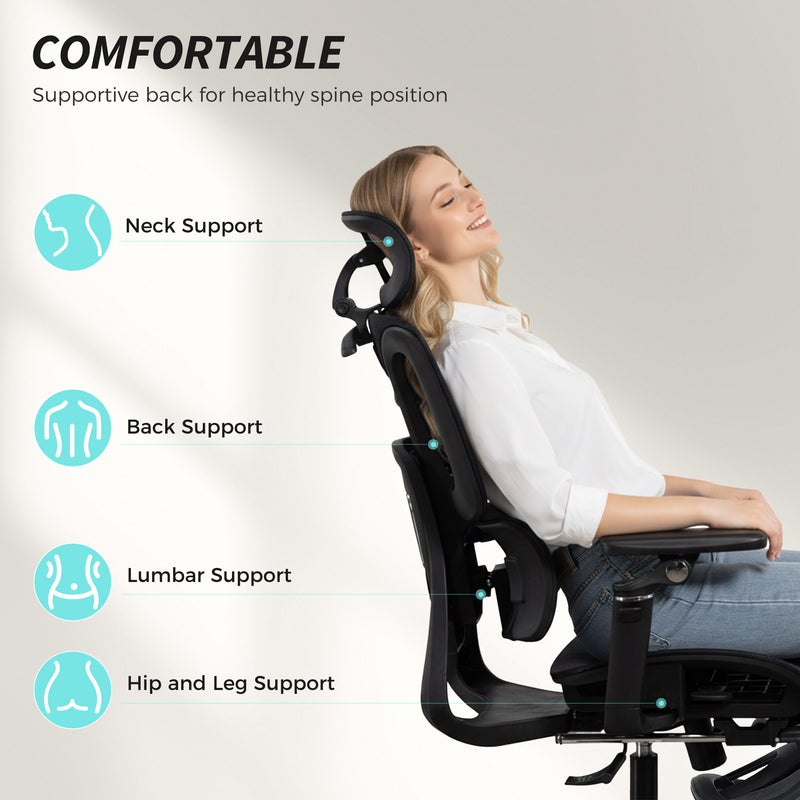 Ergonomic High Back Mesh Office Chair With Lumbar Support For Home Or Work, Black AOSOM