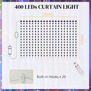 LED Curtain Fairy Lights 3x3m with Remote App Control 400 RGBIC Colour Changing by HOMCOM