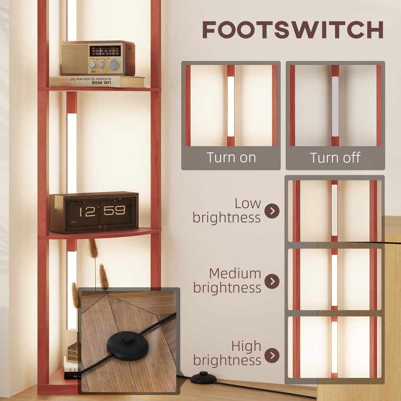 Brown Corner Floor Lamp with Dimmable Warm White LED Light for Living Room or Bedroom by HOMCOM