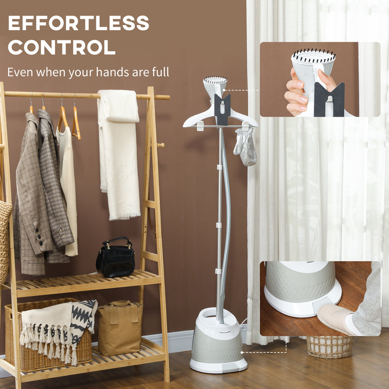 1800W Standing Clothes Steamer with Accessories Grey by HOMCOM