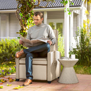 Rattan Garden Recliner Chair with Adjustable Backrest Cushion and Footrest Yellow Beige by Outsunny