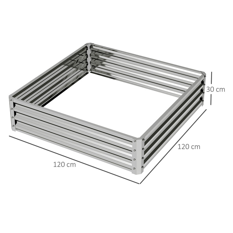 Square Raised Garden Bed Planter Box With Durable Steel Frame For Vegetables Silver