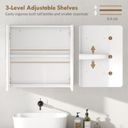 Wall Mounted Double Door Bathroom Cabinet With Mirror And Storage Shelves, White AOSOM