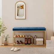 Shoe Storage Bench with Padded Seat for Hallway or Bedroom Organisation Dark Blue AOSOM
