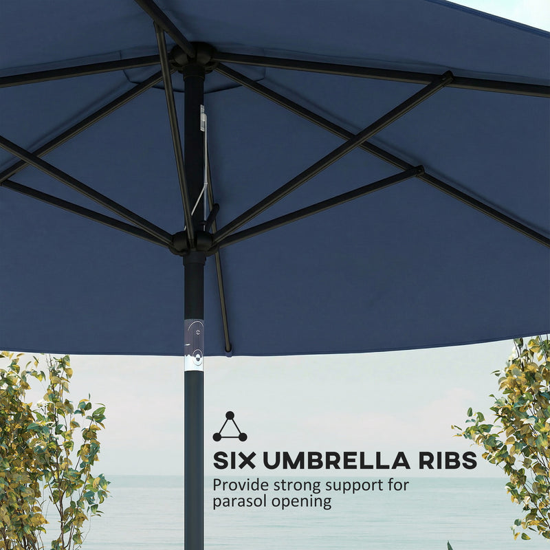 Garden Parasol with Tilt and Crank for Patio Shade and Sun Protection, Navy Blue