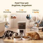 Automatic Cat Feeder for Two Cats with App Control and Camera for Scheduled Feeding White AOSOM