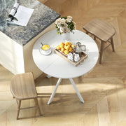 White Round Dining Table for 4 with Easy Clean White Top and Stable Legs (80cm) Homcom