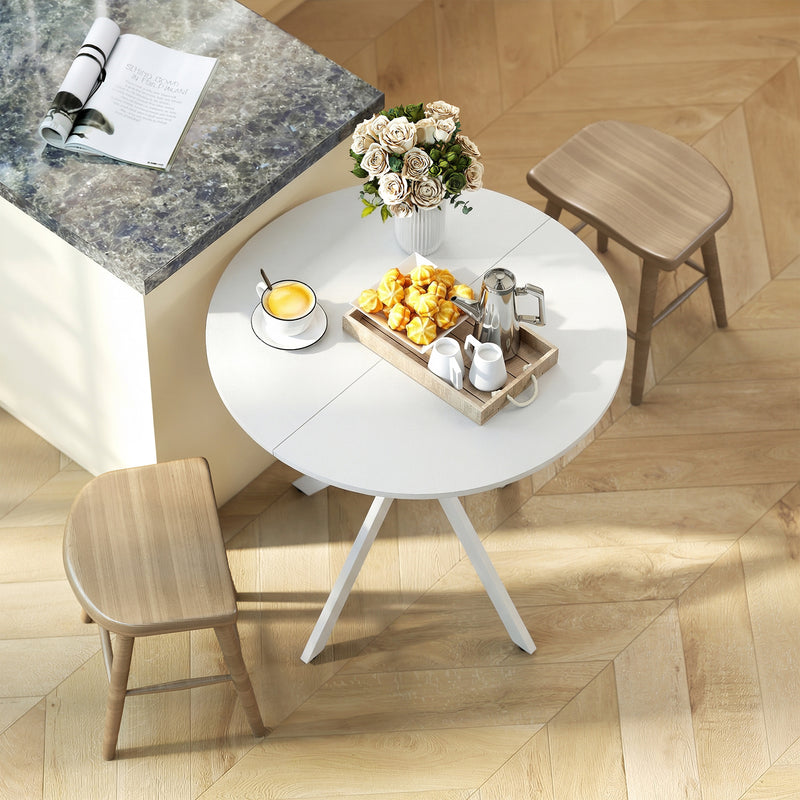 White Round Dining Table for 4 with Easy Clean White Top and Stable Legs (80cm) Homcom