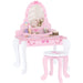 Pink Kids Dressing Table Set with Stool Mirror Drawer and Ballet Theme by AIYAPLAY