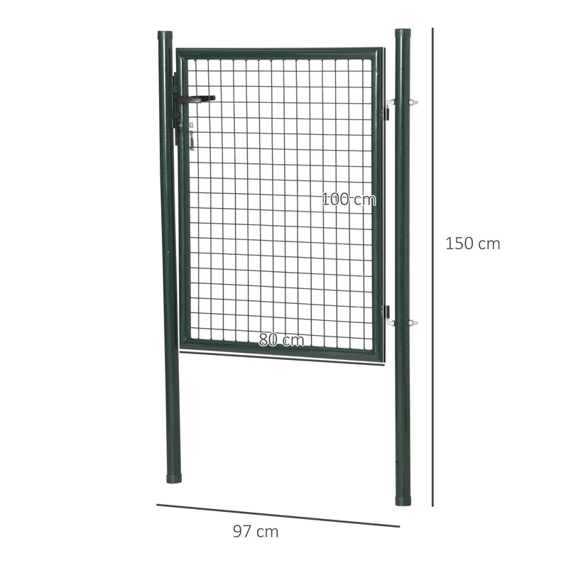 Garden Gate with Lock for Secure and Private Outdoor Entrance Steel Green Outsunny
