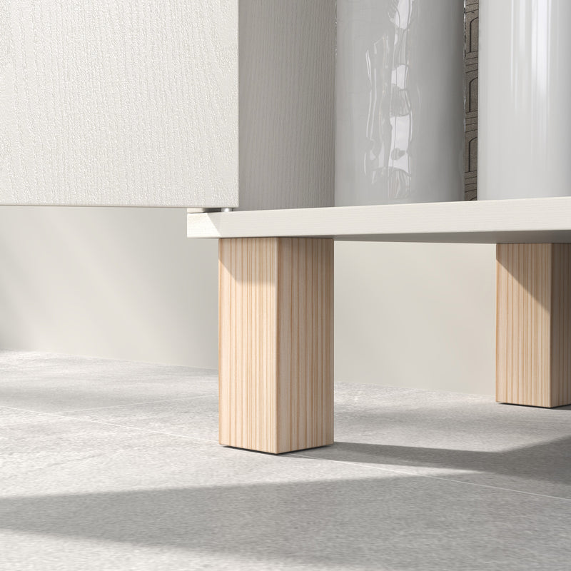 Under Sink Bathroom Cabinet Freestanding Storage Unit for Non Pedestal Basin, Cream White