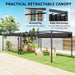 Black 4m x 3m Metal Pergola with Retractable Canopy Roof by Outsunny