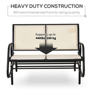 Cream 2 Seater Garden Glider Bench With Steel Frame For Patio Porch Or Outdoor Use