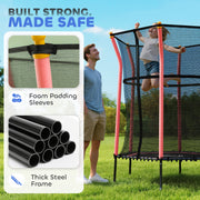 Kids Mini Trampoline with Safety Enclosure Ideal for Ages 3 to 10 for Indoor Use Red AOSOM