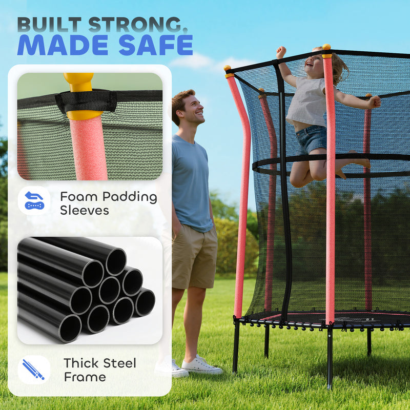 Kids Mini Trampoline with Safety Enclosure Ideal for Ages 3 to 10 for Indoor Use Red AOSOM