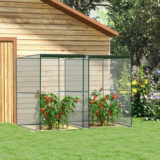 Set of 2 Dark Green Fruit Cage Netting Tents with Zipped Door for Plant Protection by Outsunny