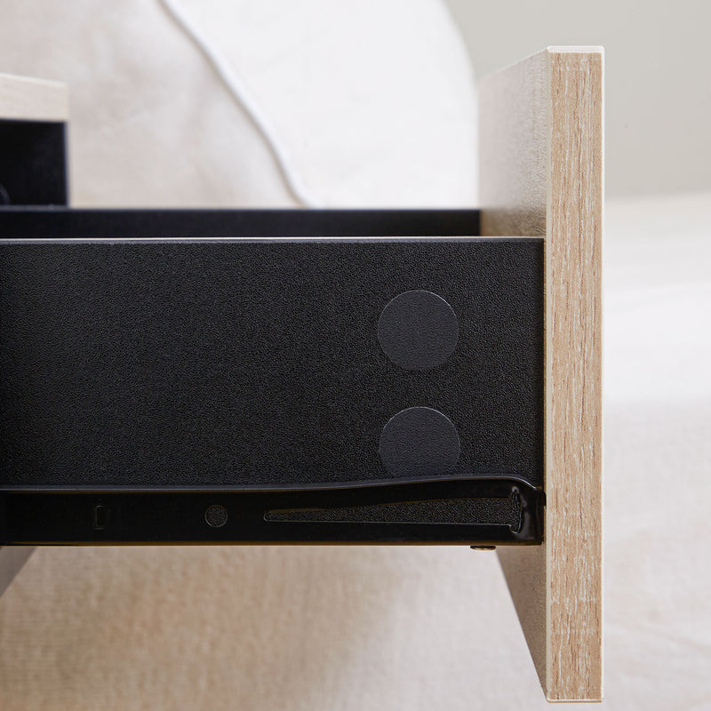 Wall Mounted Bedside Tables Set of 2 With Drawer and Shelf Modern Bedroom Oak Tone