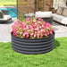 Galvanised Raised Garden Bed with Safety Edging and Gloves Dark Grey 120x120x43cm by Outsunny