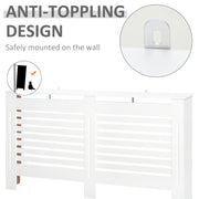 Modern MDF Radiator Cover Cabinet With Horizontal Slats For Living Room Or Bedroom, White