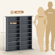 16 Compartment Media Storage Shelf With Adjustable Shelves For Home Or Office Grey