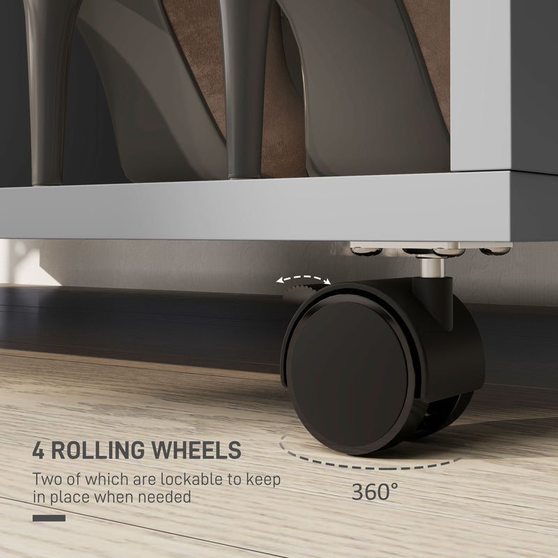 Grey Mobile Open Wardrobe with Clothes Rail and Storage Shelves by HOMCOM