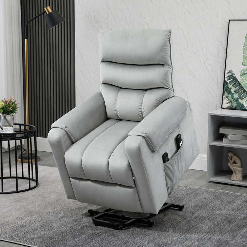 Electric Rise and Recliner Massage Chair with Remote and Storage Pocket, Grey