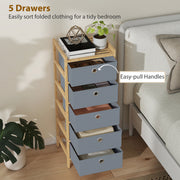 Slim Chest of Drawers for Small Bedrooms with Five Fabric Storage Drawers Natural AOSOM