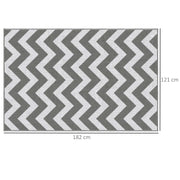 Grey and White Reversible Outdoor Rug 1.2 x 1.8m Waterproof Plastic Mat for Garden Camping Beach by Outsunny