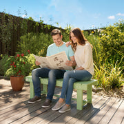 Wooden Backless Garden Bench for Outdoor Seating with Slatted Seat Design Light Green AOSOM