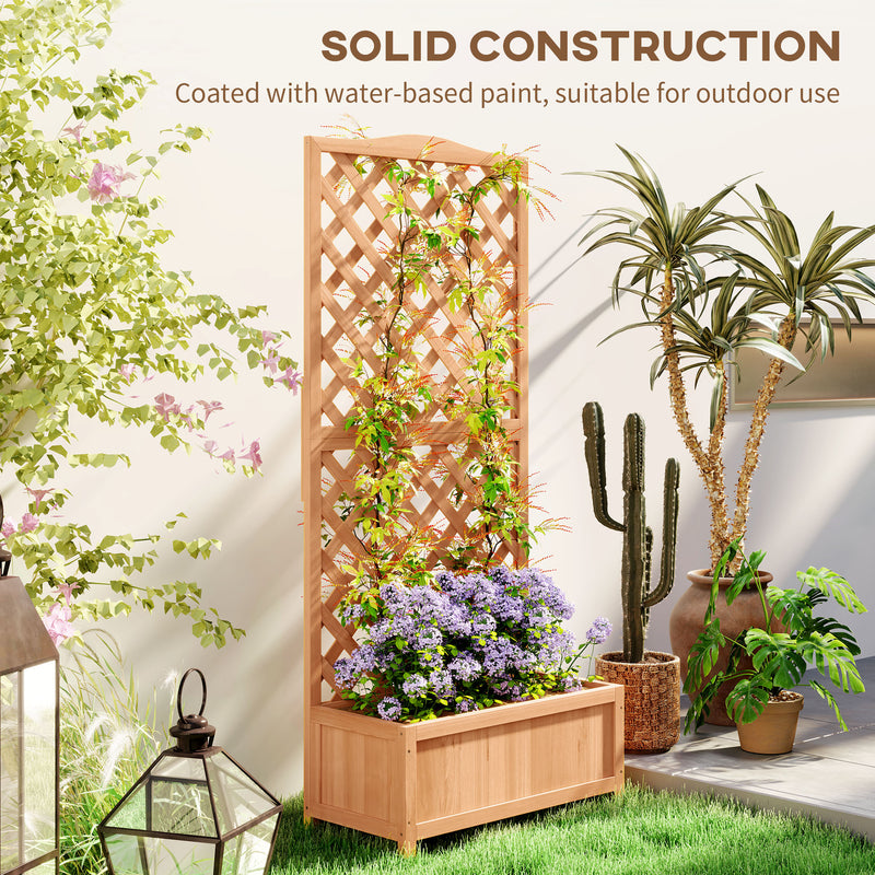Wooden Garden Planter Box With Trellis For Climbing Plants And Flowers Brown Outsunny