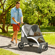 Easy Folding Pet Stroller for Large Dogs with Shock Absorb Frame and Safety Brakes by PawHut AOSOM