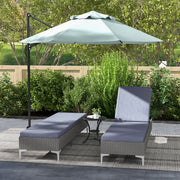 Set of 2 Rattan Sun Loungers with Adjustable Backrest and Cushions for Garden Dark Grey AOSOM