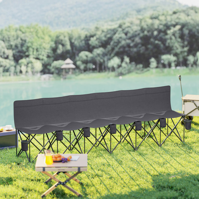 Folding 6 Seater Outdoor Bench for Instant Group Seating with Carry Case Charcoal Grey