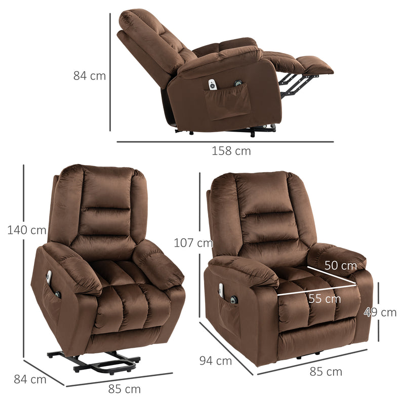Reclining Massage Armchair with Heat and Eight Massage Points for Home Comfort Brown