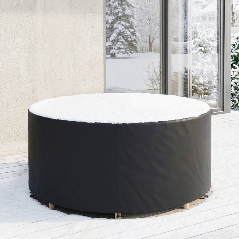 Round Garden Furniture Cover for Patio Table and Chairs Waterproof Black