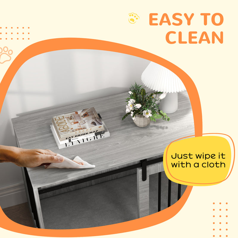 Extra Large Dog Crate Furniture with Removable Cushion and Storage Shelf Grey