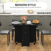 Black 6 Seater Drop Leaf Dining Table With Storage by HOMCOM