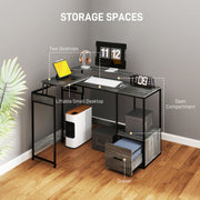 L Shaped Industrial Multi Work Desk For Home Office Charcoal Grey by HOMCOM