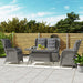 Light Grey 4 Seater Rattan Garden Sofa Set With Cushions and Glass Table by Outsunny