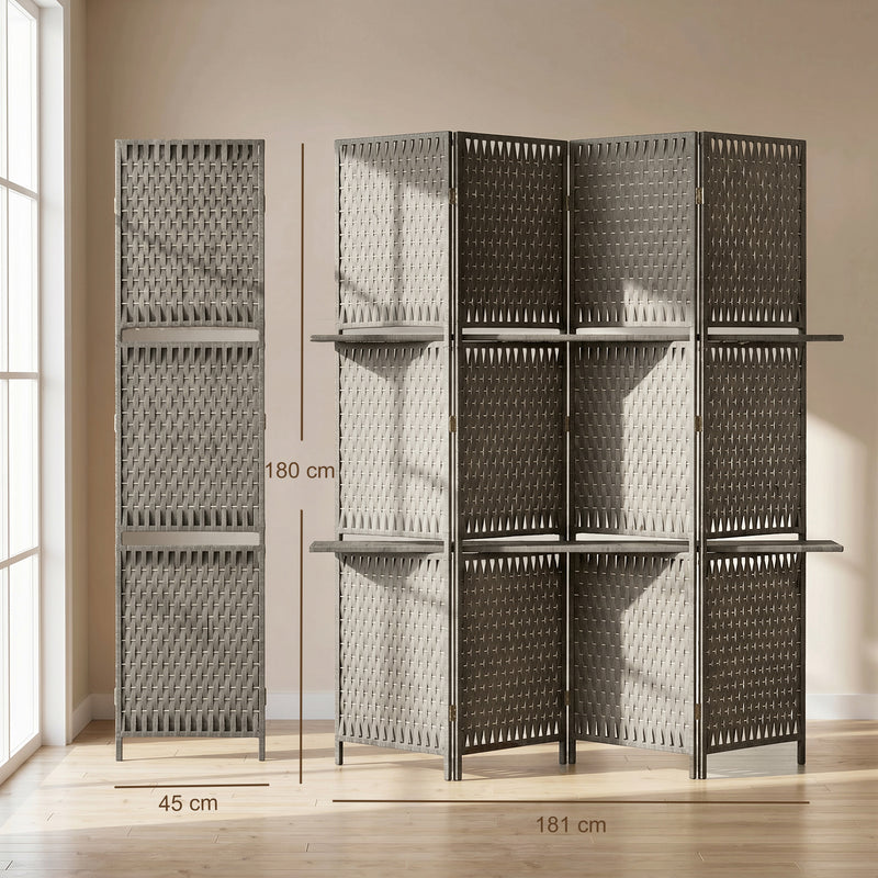Room Divider with Shelves for Privacy and Storage in Small Spaces Grey